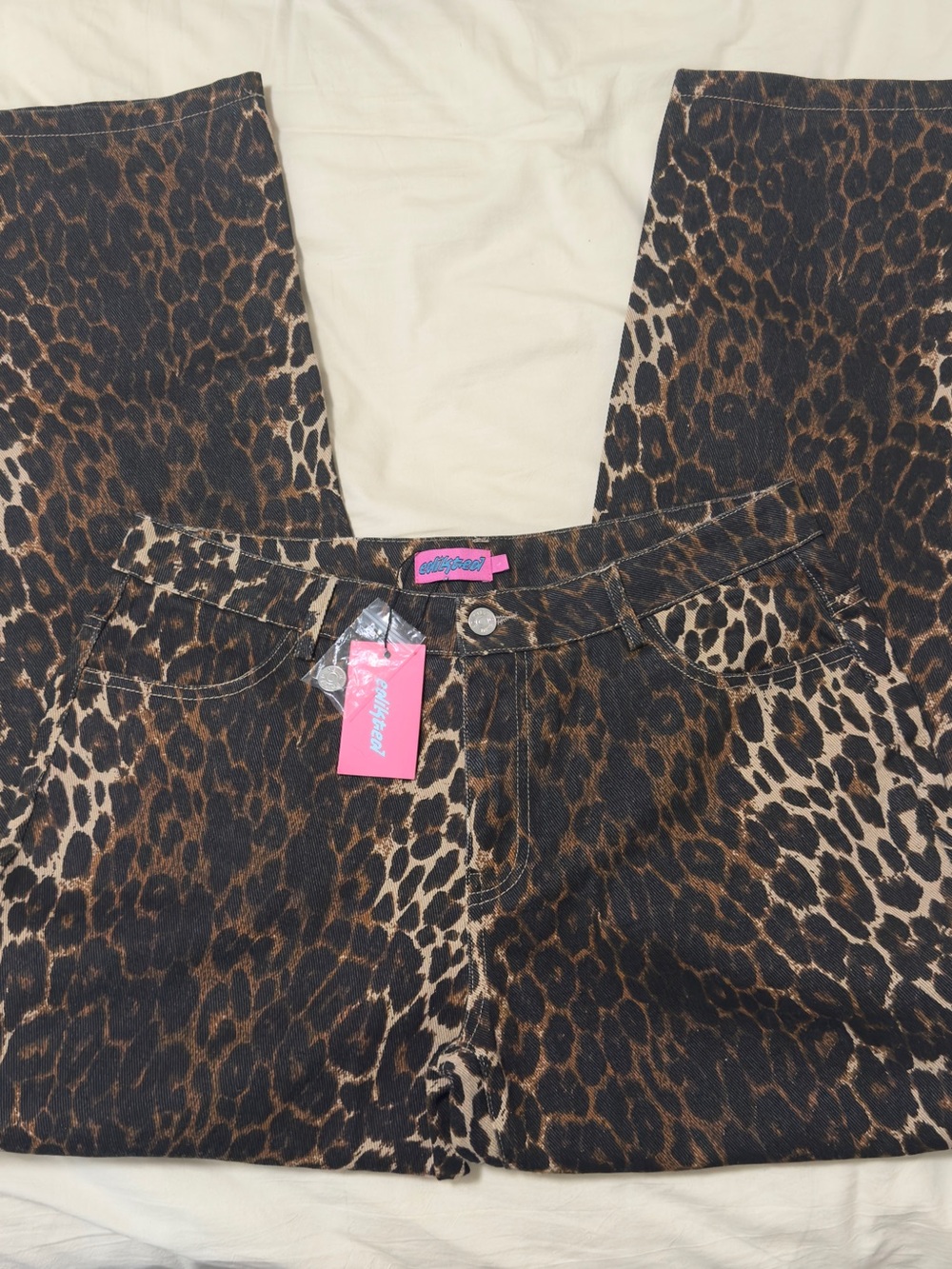 Edikted Leopard Print Wide Leg Pants - Brown & Black